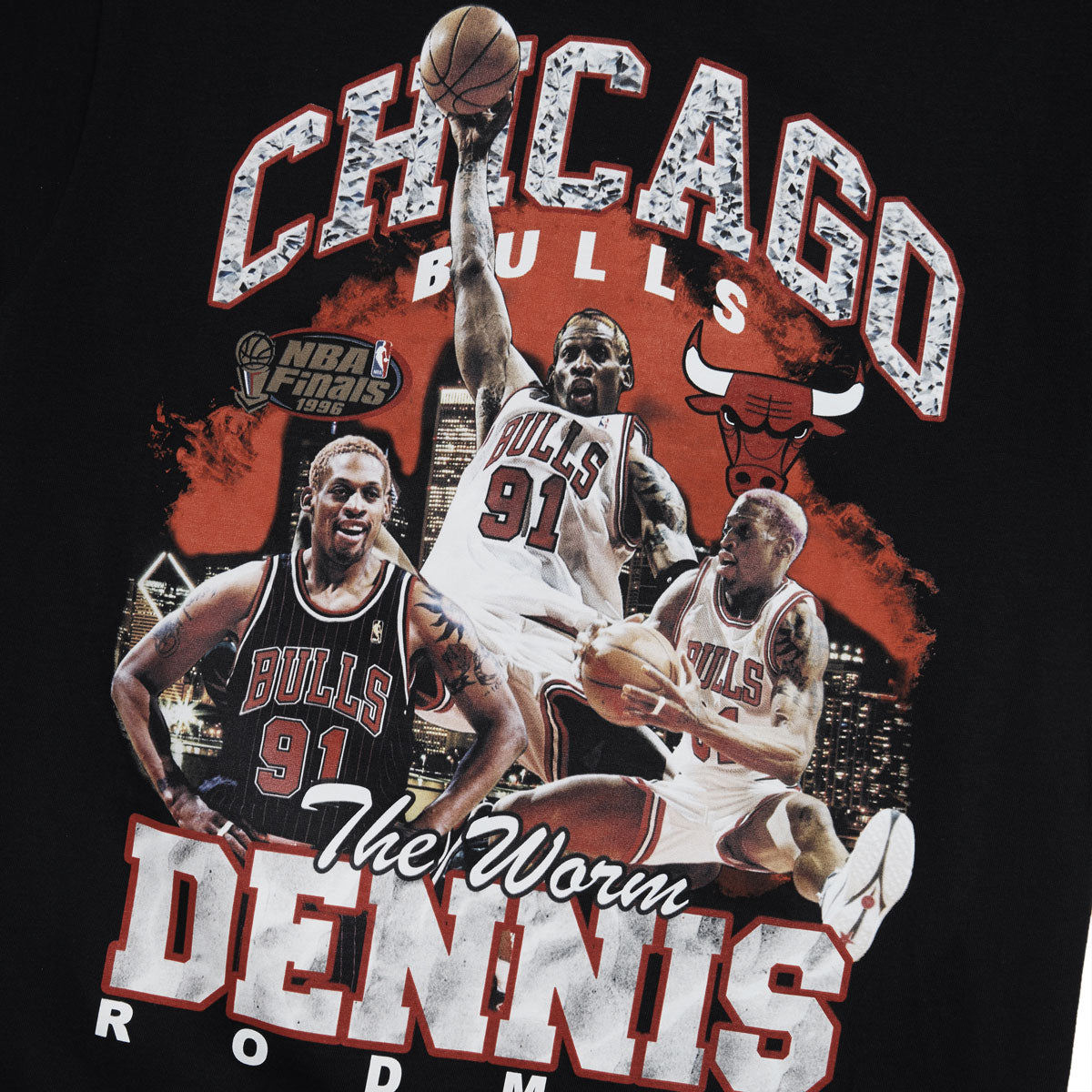 Dennis Rodman Chicago Bulls Mitchell Ness Hardwood Classics Bling