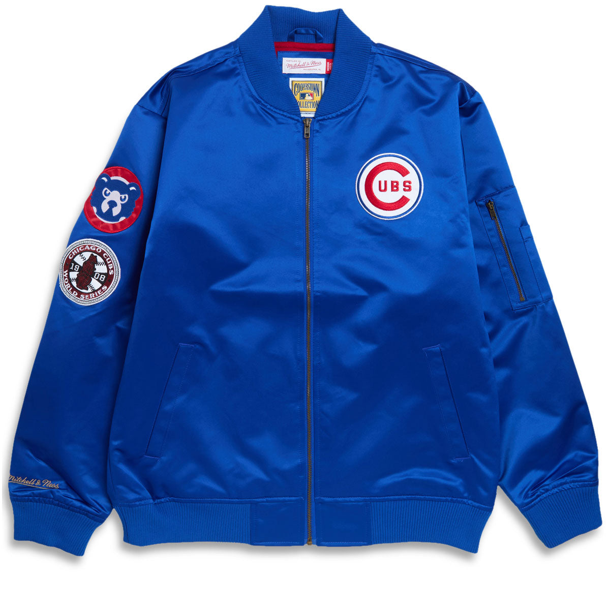 Mitchell & outlet Ness Chicago Cubs Throwback Satin Bomber Jacket Size 2XL