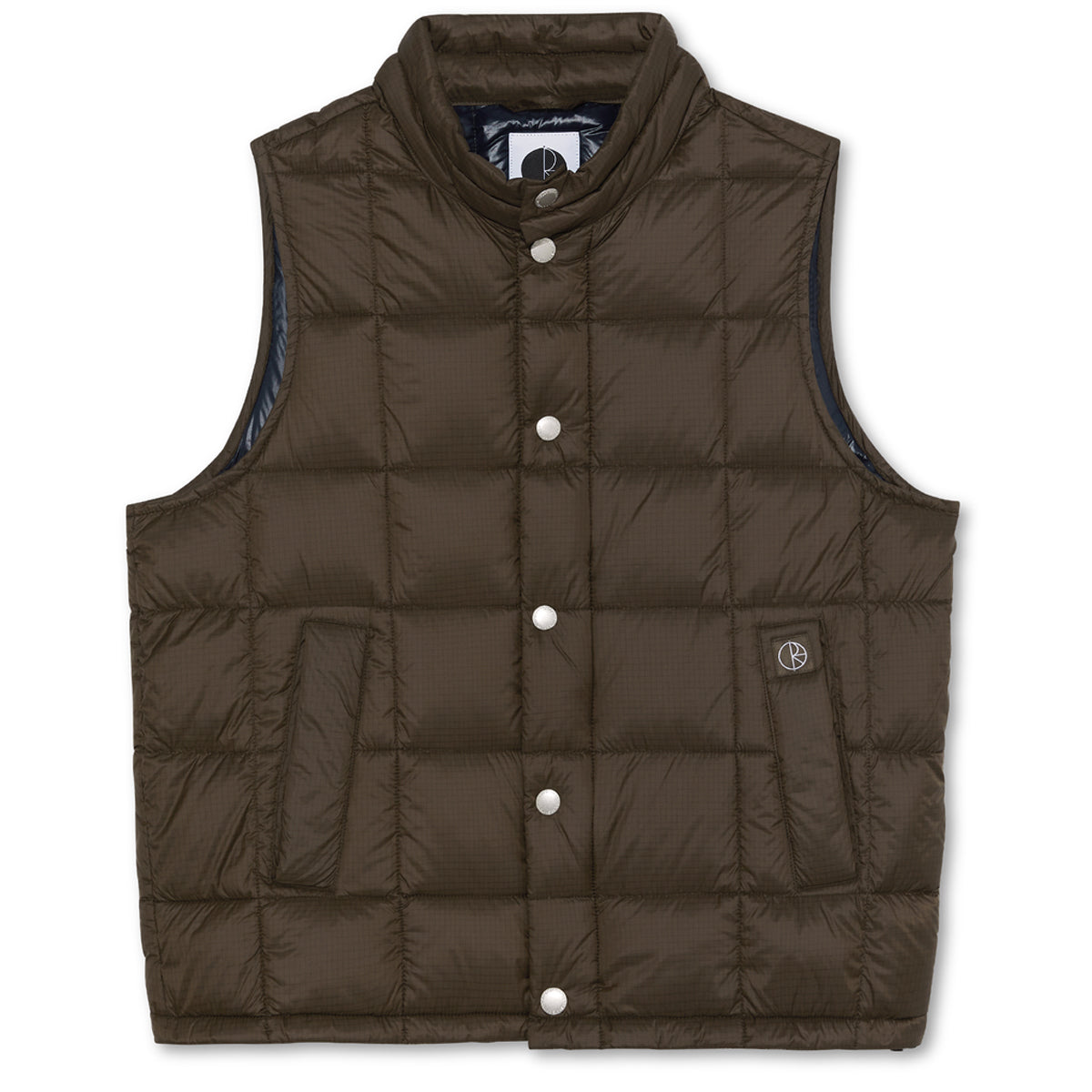 人気デザイナー PUFFER LIGHTWEIGHT POLAR VEST L BROWN ダウンベスト