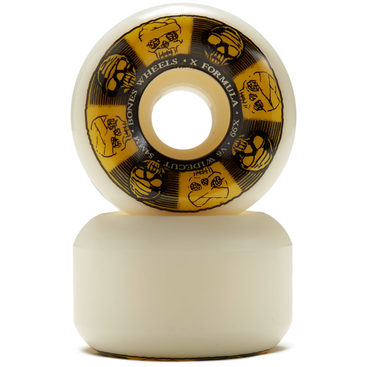 Bones X-Formula Black And Gold 99a V6 Widecut Skateboard Wheels