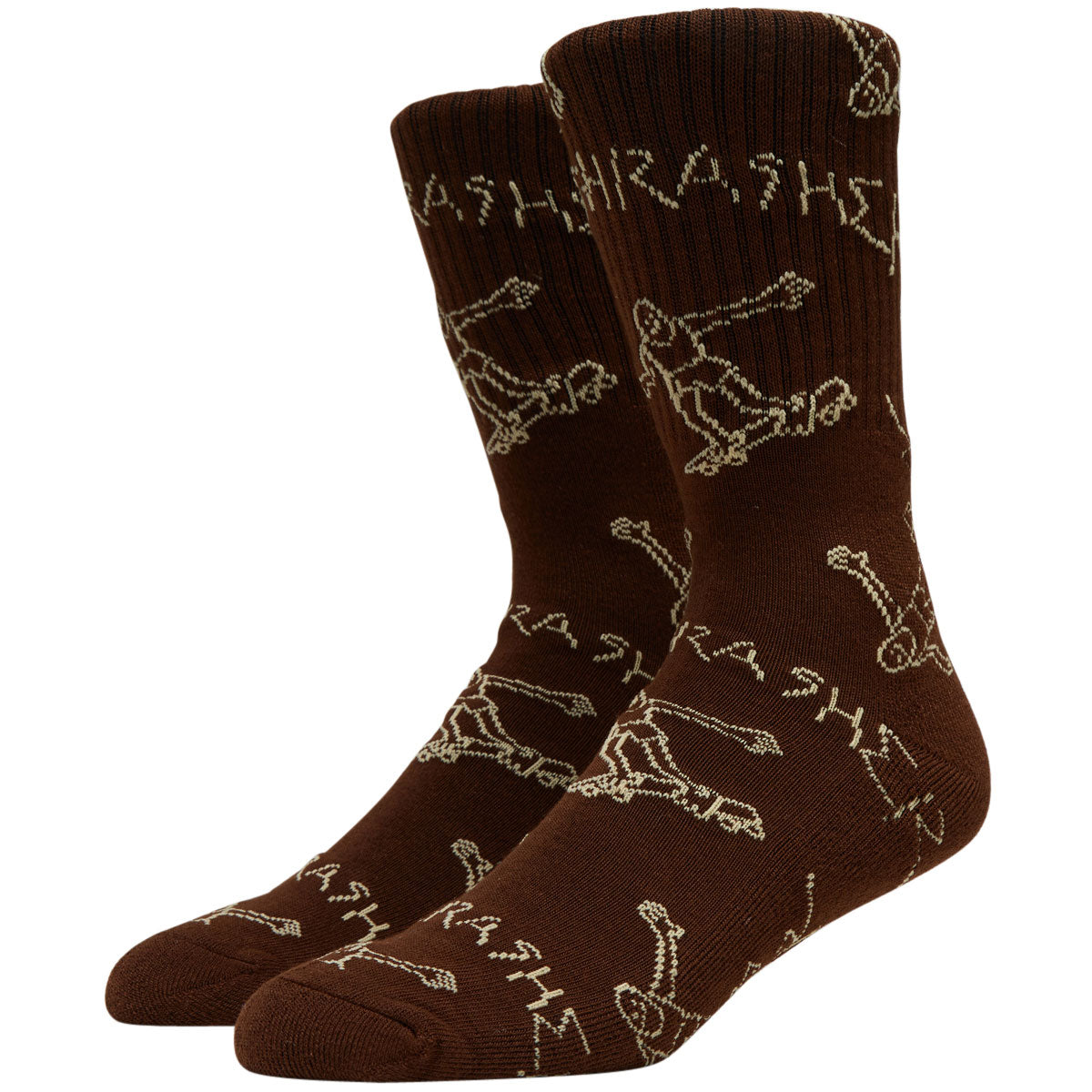 Thrasher Gonz Logo Crew Socks - Brown/Tan image 1