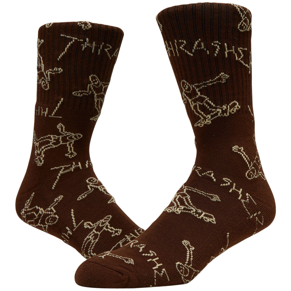 Thrasher Gonz Logo Crew Socks - Brown/Tan image 2