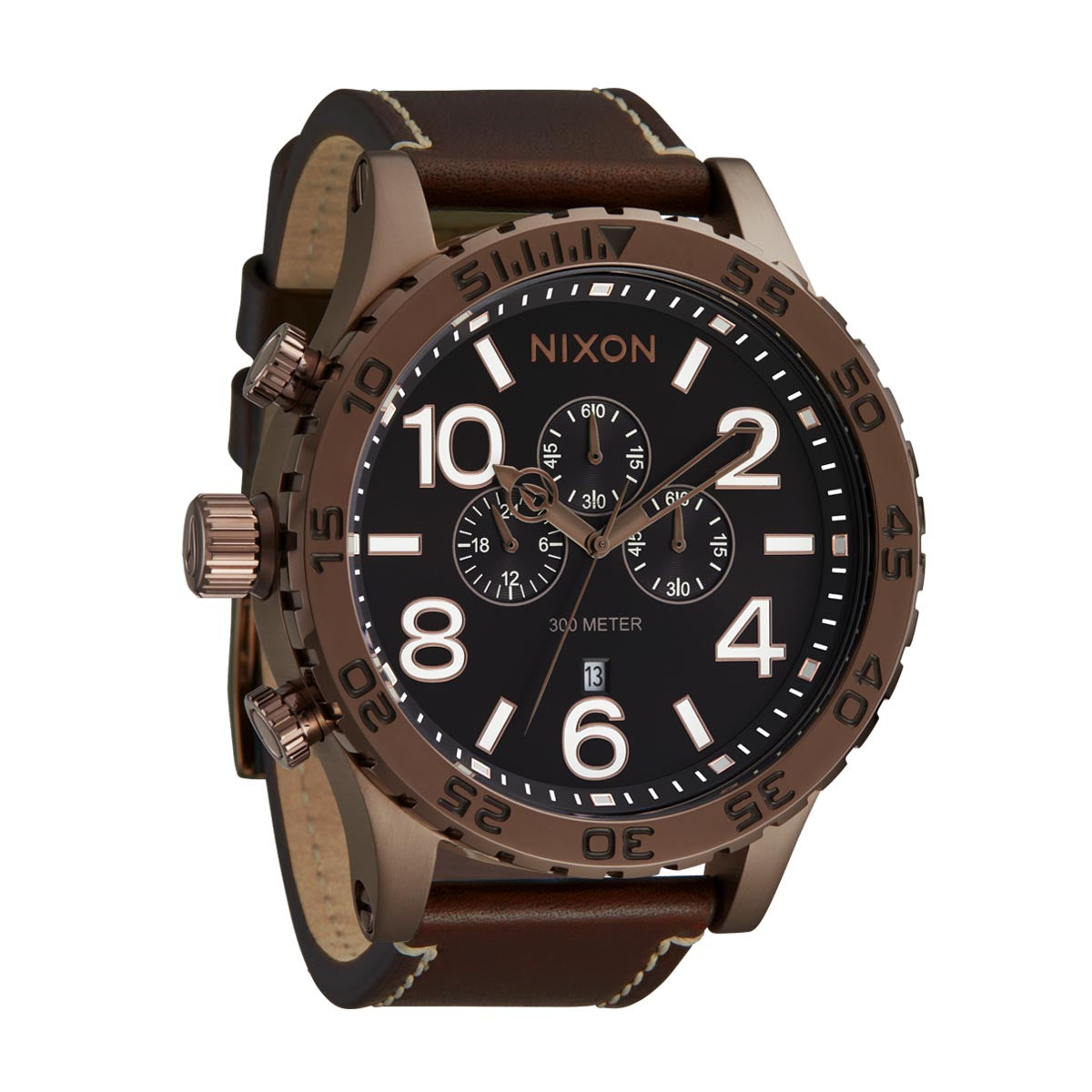 Nixon 51-30 Chrono Leather Watch - Chocolate/Dark Roast/Brown image 3