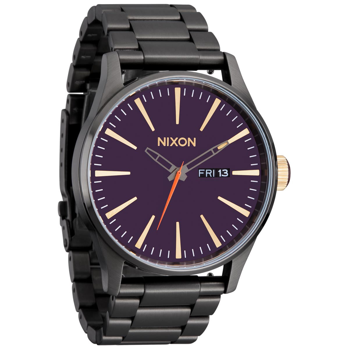 Nixon Sentry Stainless Steel Watch - Gunmetal/Blackberry/Gold image 4