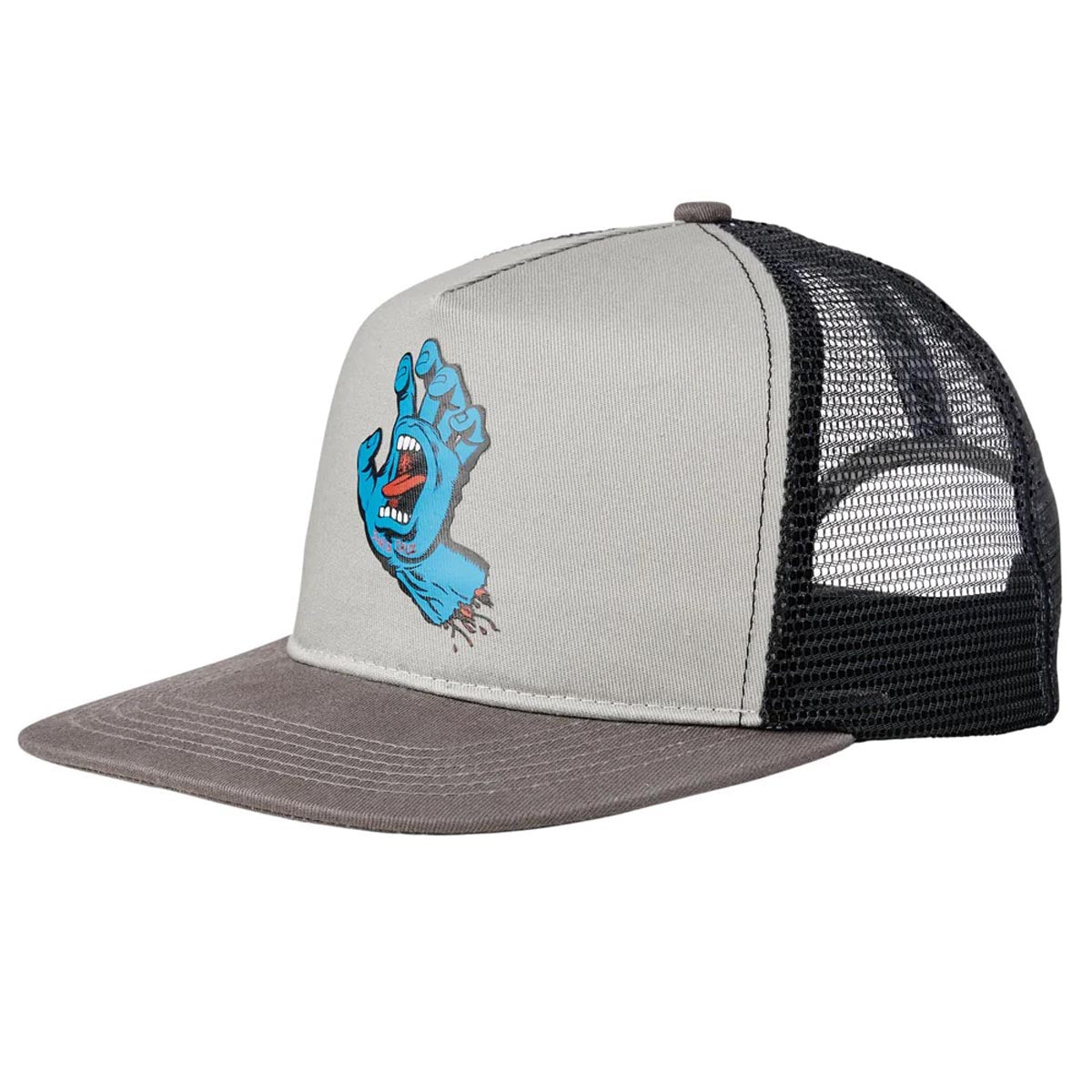 Santa Cruz Screaming Hand Front Mesh Trucker Hat - Grey/Charcoal/Black image 1