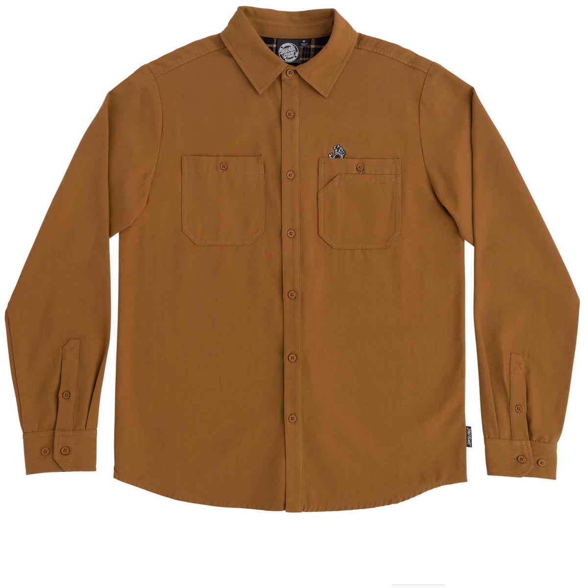 Santa Cruz Screaming Hand Utility Long Sleeve Button Up Shirt - Dusty Brown image 1