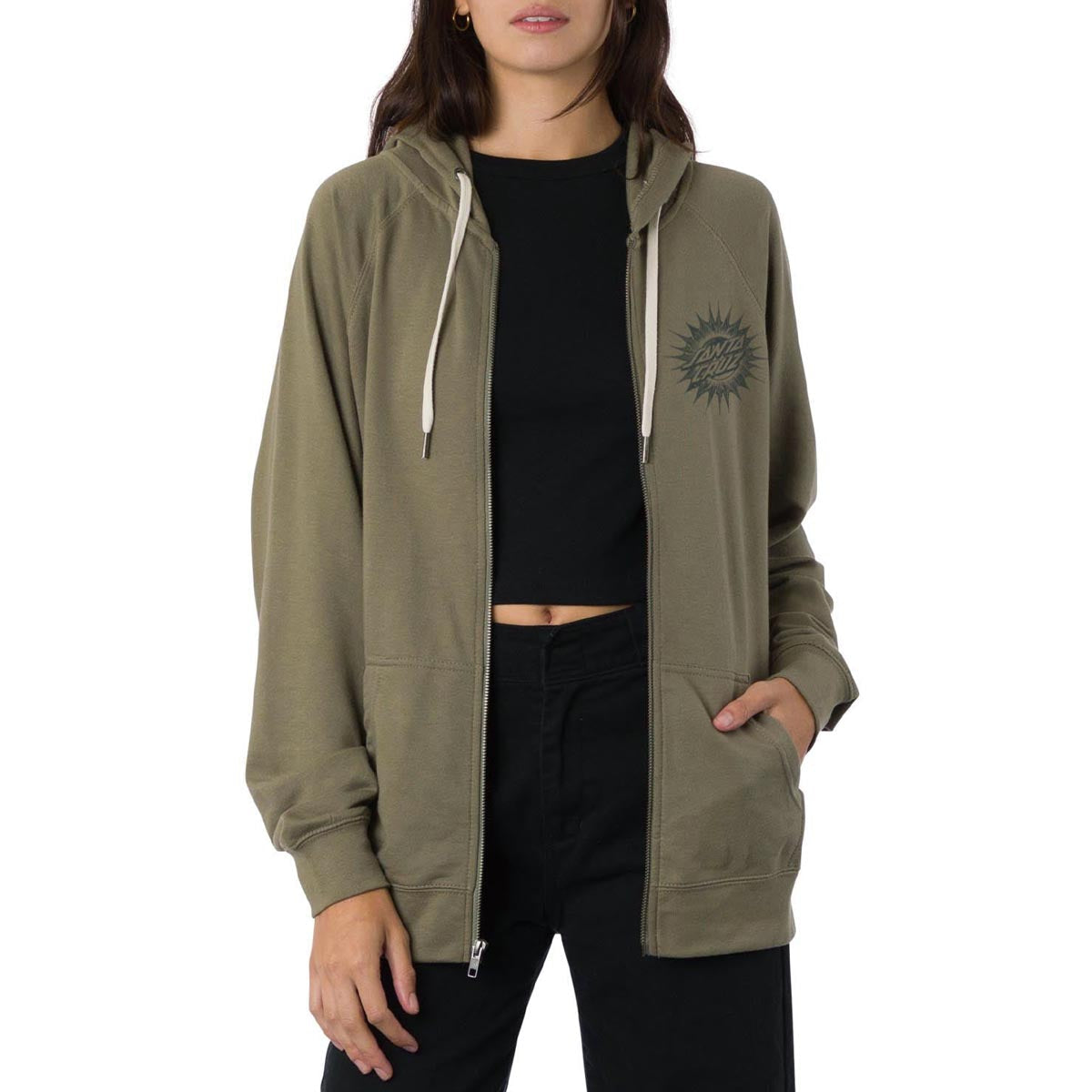 Santa Cruz Womens Ornate Dot Zip Up Hoodie - Olive image 1