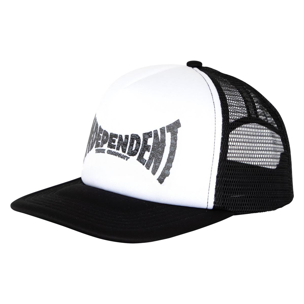 Independent Skull Span Mesh Trucker Hat - White/Black image 3