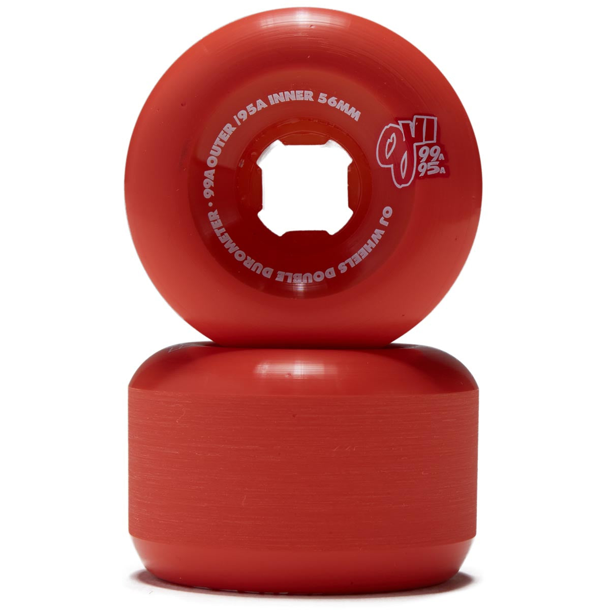 OJ Double Duro 99a/95a Skateboard Wheels - Red - 56mm image 2