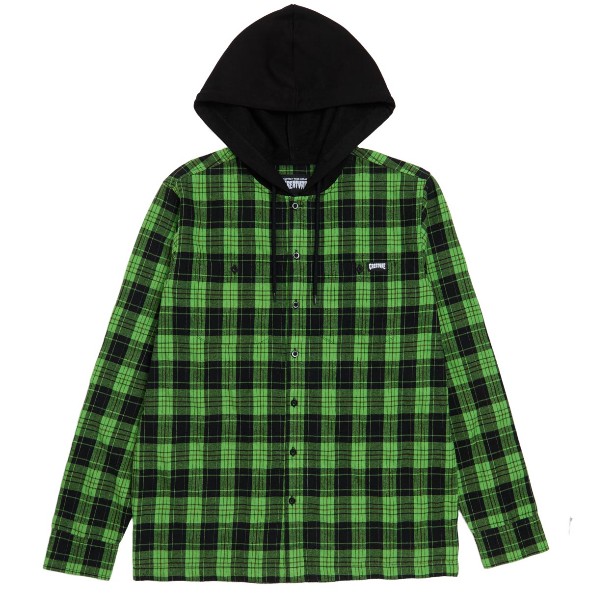 Creature Bat Relic Long Sleeve Flannel Shirt - Green/Black image 1