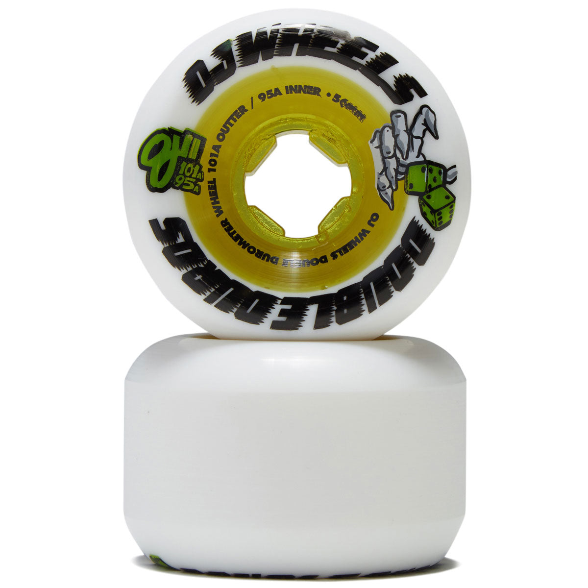 OJ Double Duro Mini Combo 101a/95a Skateboard Wheels - White - 56mm image 2