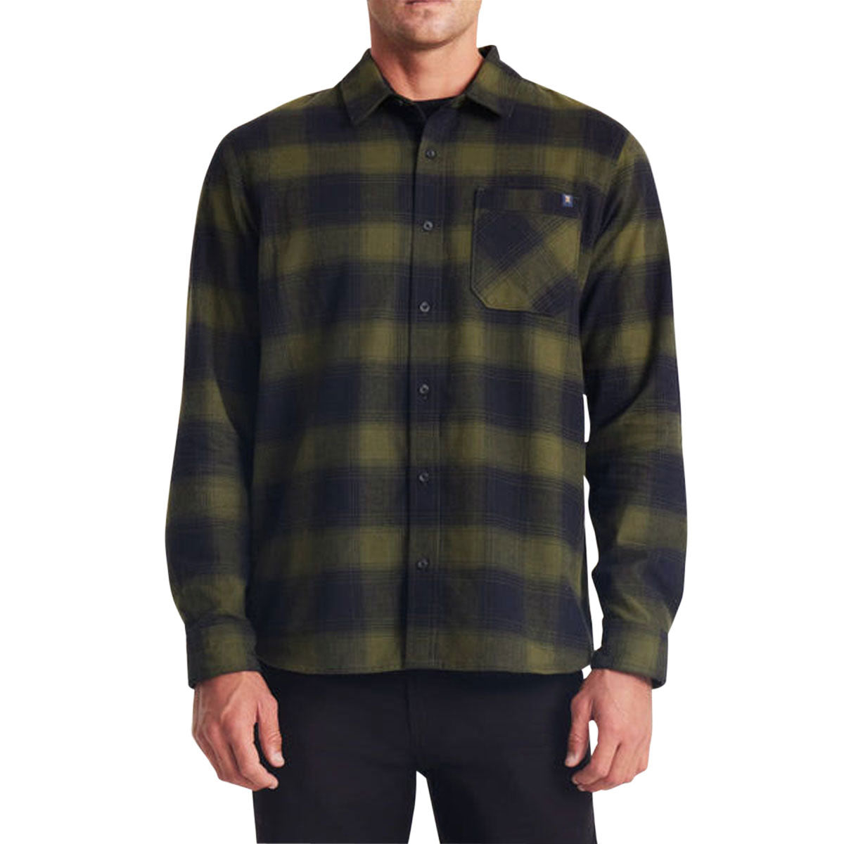 Roark Crossroads Flannel Shirt - Dark Military Plaid image 1