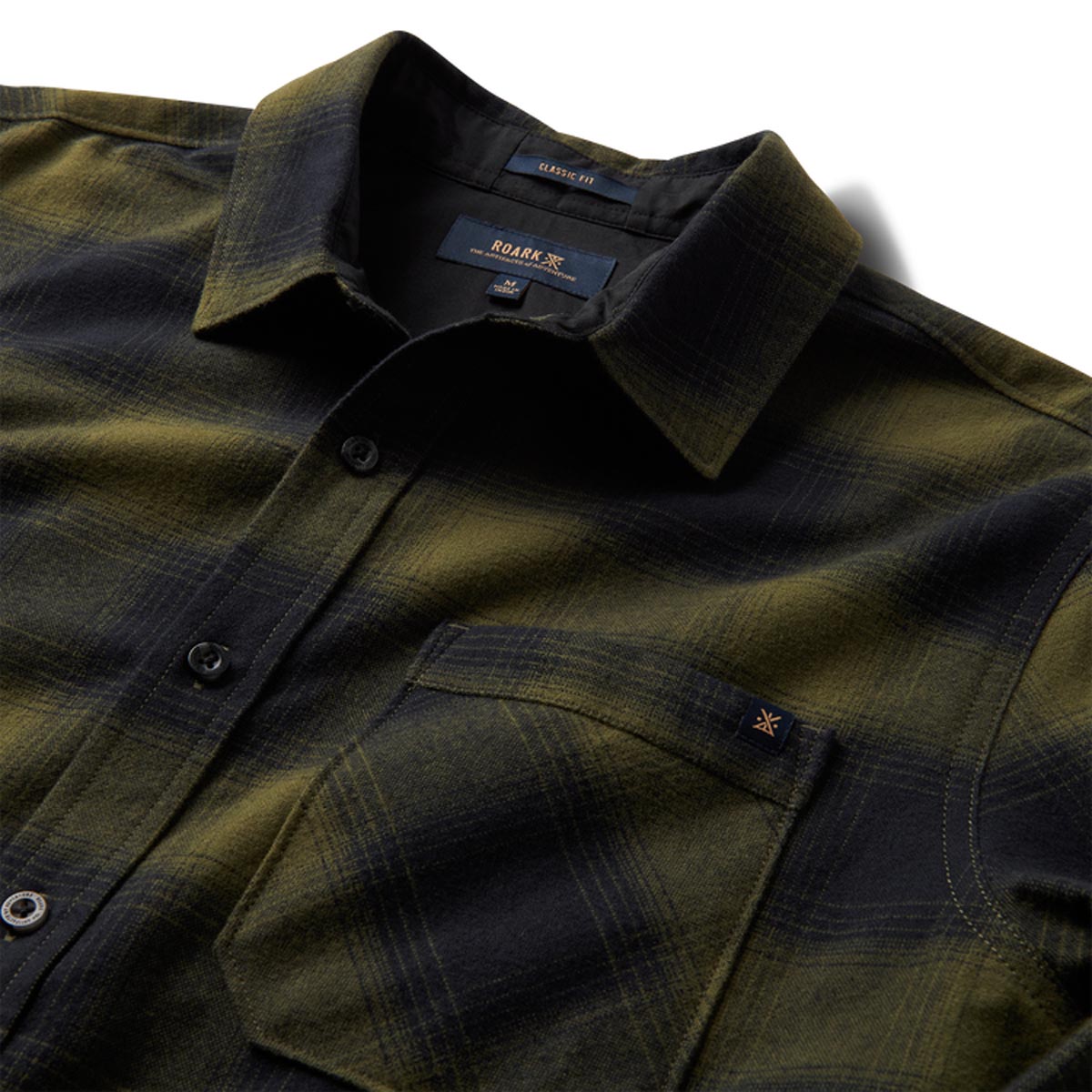 Roark Crossroads Flannel Shirt - Dark Military Plaid image 5