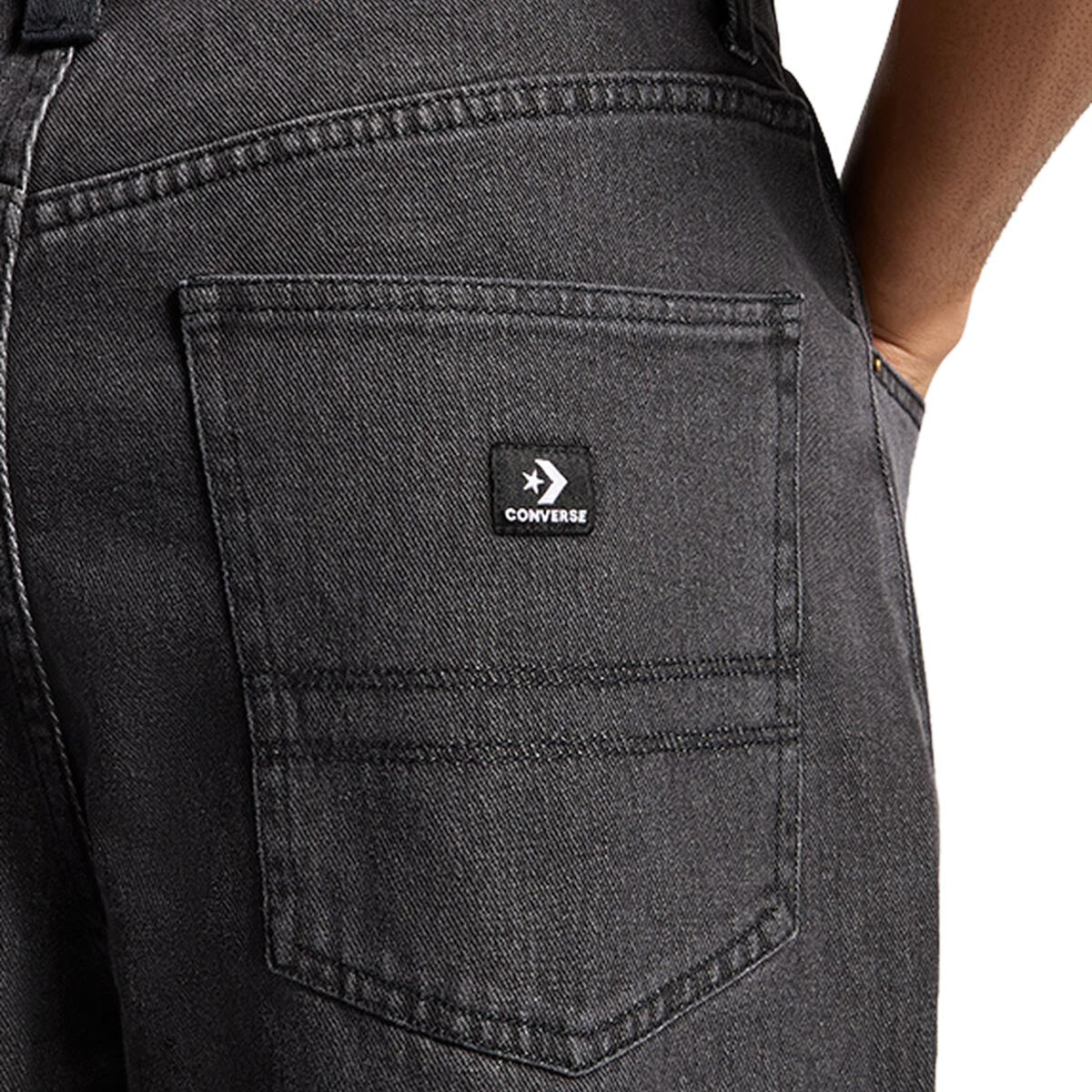 Converse Open Hem Baggy Denim Pants - Washed Black image 5