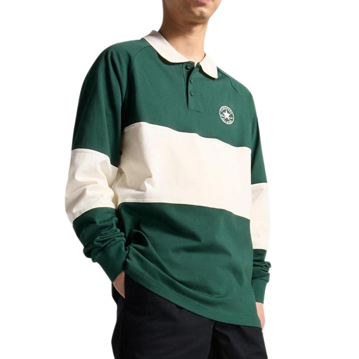 Converse Retro Chuck Marquis Long Sleeve Polo Shirt - Green Envy image 5