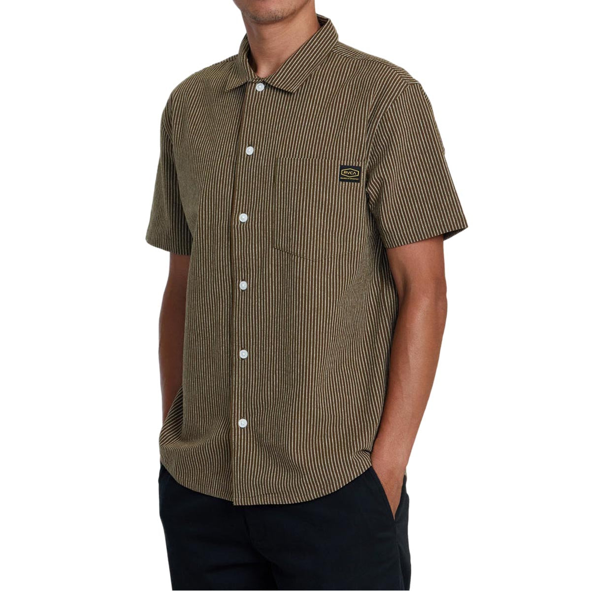 RVCA Dayshift Stripe II Shirt - Bombay Brown image 4