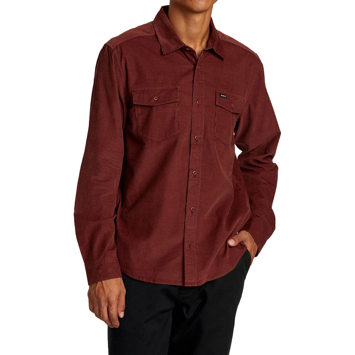 RVCA Freeman Cord Long Sleeve Shirt - Red Earth image 2