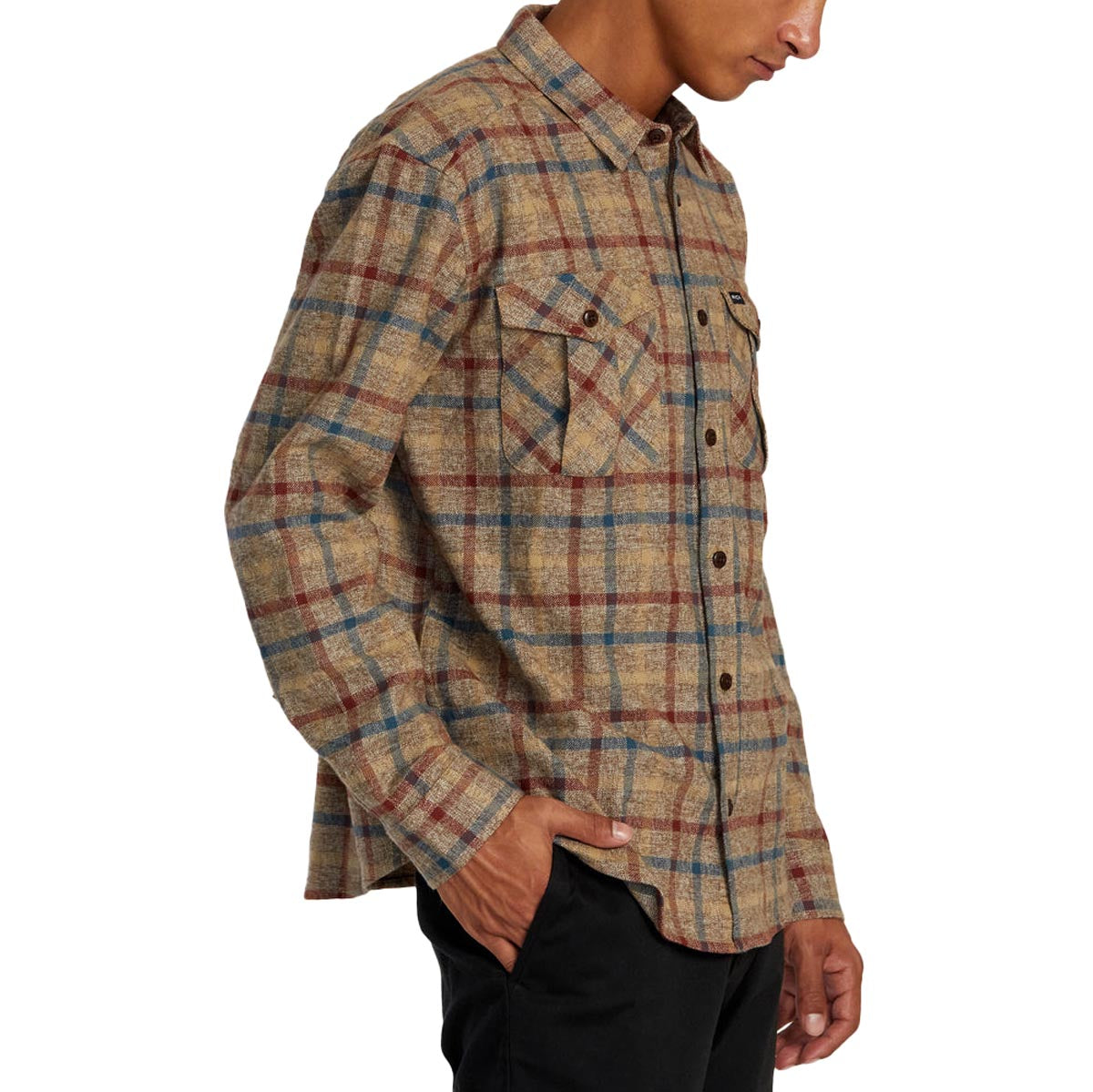 RVCA Hughes Flannel Long Sleeve Shirt - Bombay Brown image 4