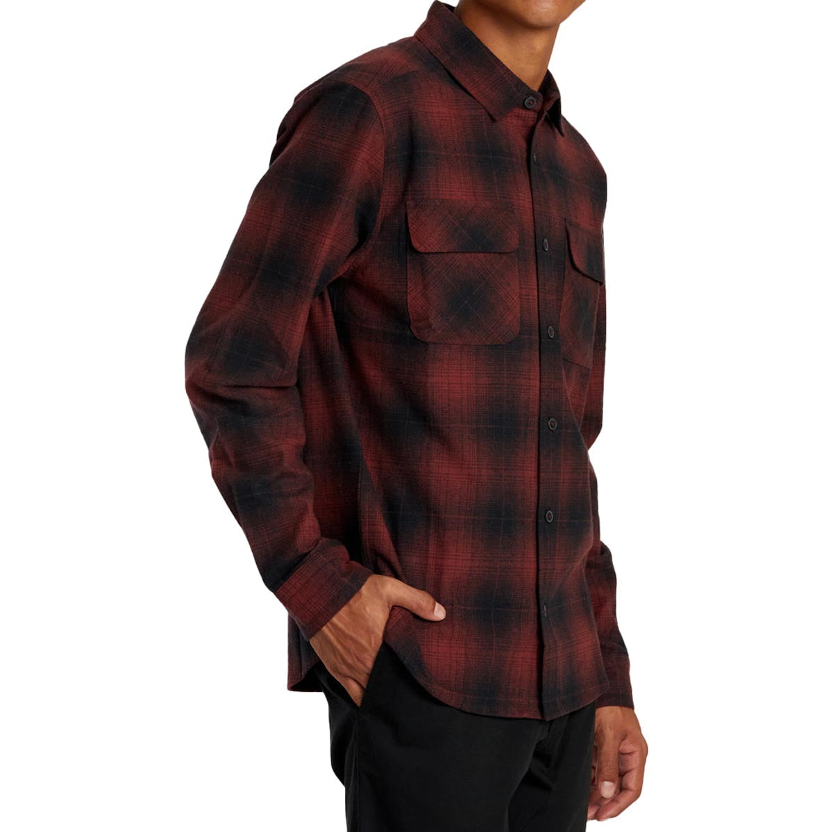 RVCA Dayshift Flannel Long Sleeve Shirt - Red Earth image 4