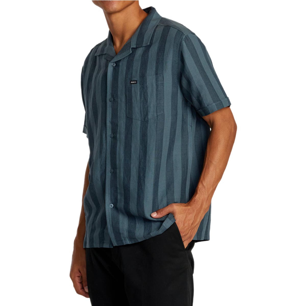 RVCA Love Stripe Shirt - Petrol Blue image 3