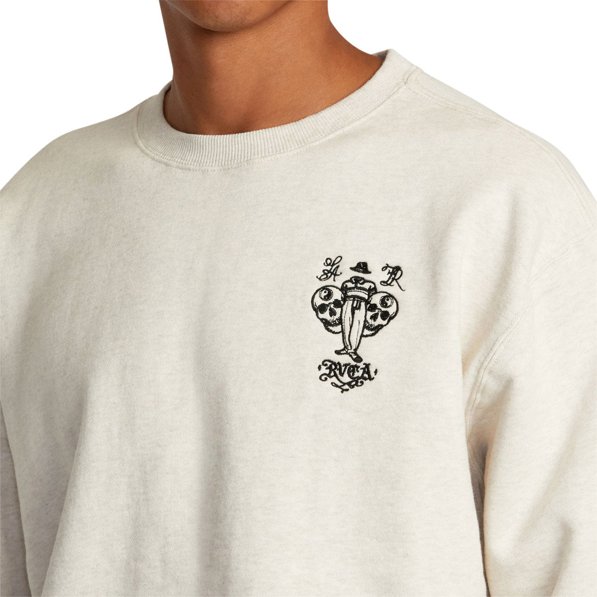 RVCA Invisible Man Crewneck Sweatshirt - Oatmeal Heather image 3