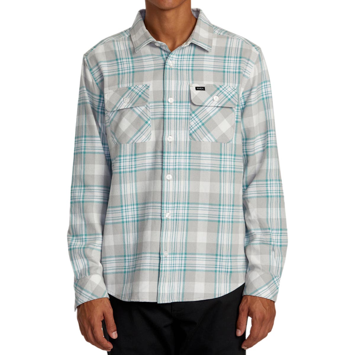 RVCA Thatll Work Flannel Long Sleeve Shirt - Silver Bleach image 1