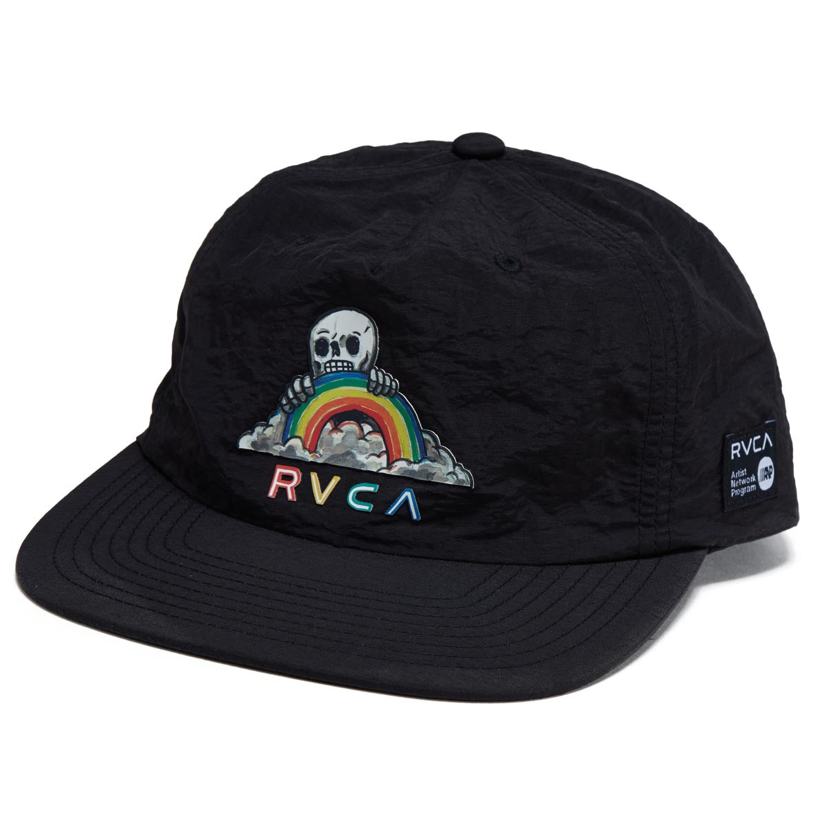 RVCA Rainbow Skull Snapback Hat - Black image 1