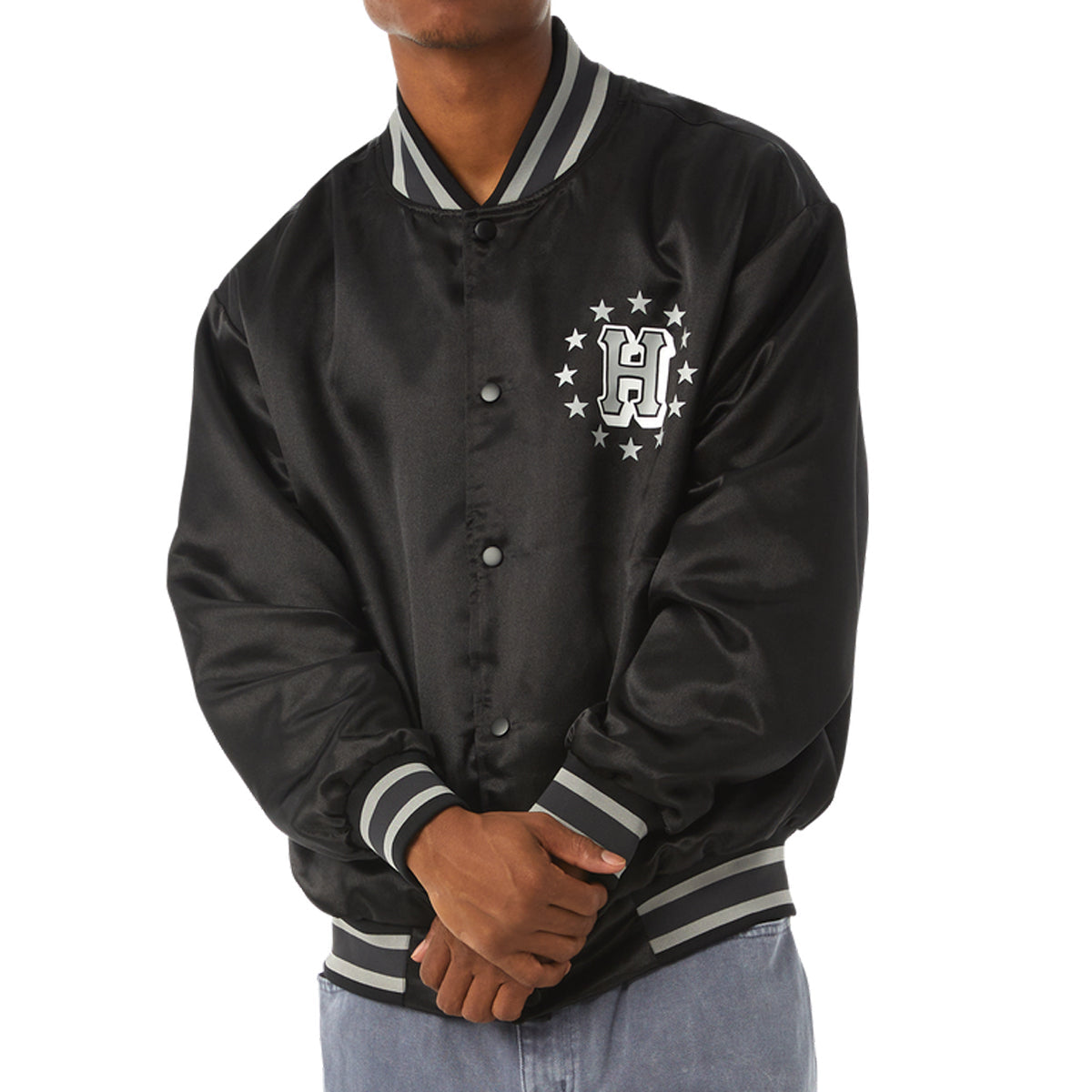 HUF Galactic Stack Baseball Jacket - Black