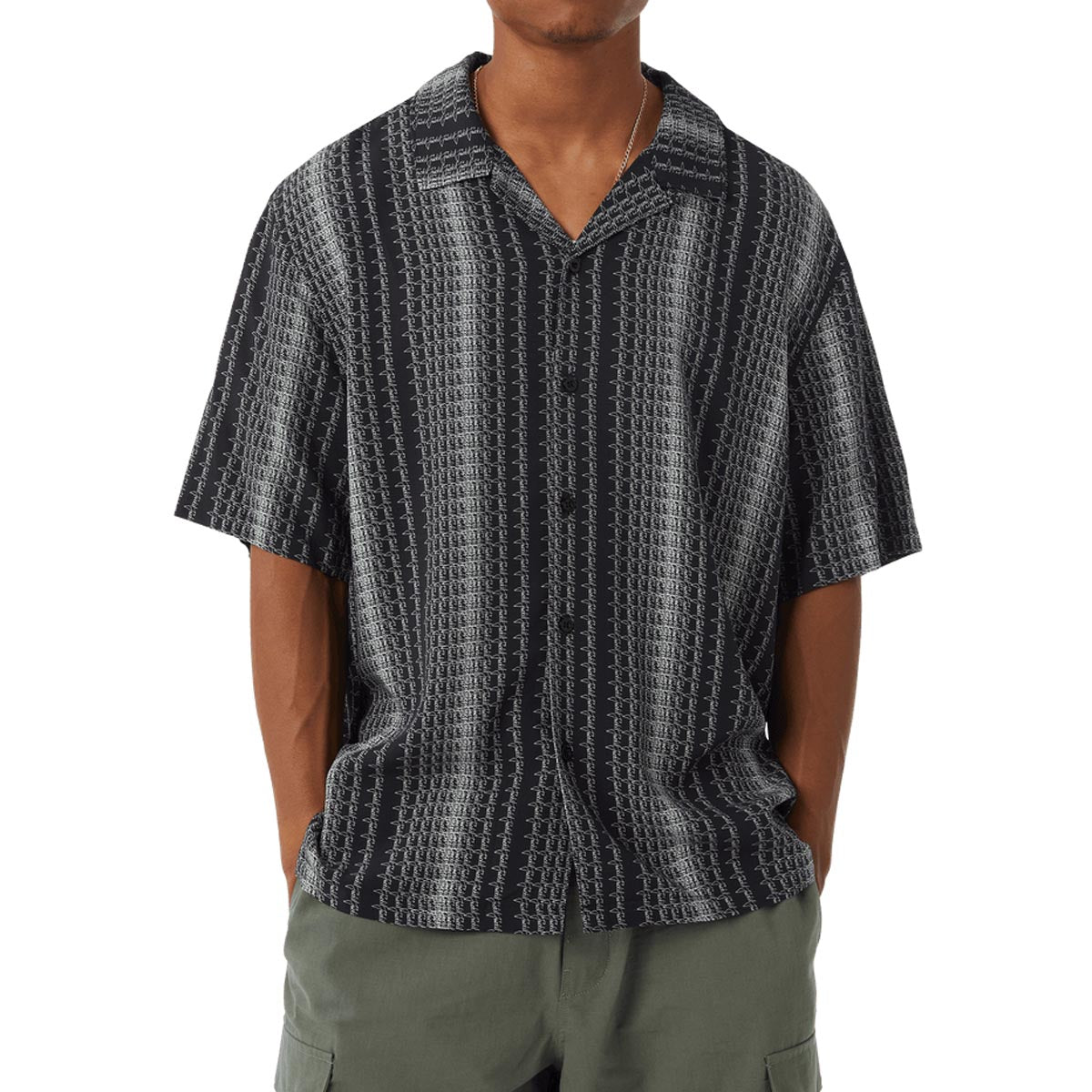 Huf Script Stripe Resort Shirt - Black image 1