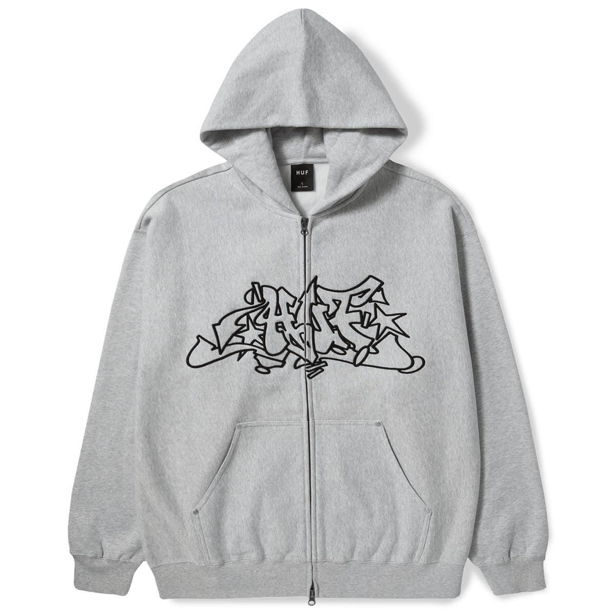 Huf Outlines Heavy Weight Fleece Hoodie - Heather Grey image 1