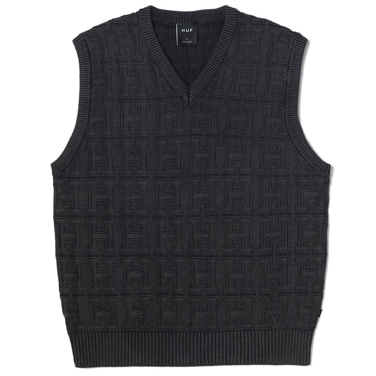 Huf Interlaced Jacquard Overdyed Vest Jacket - Black image 2