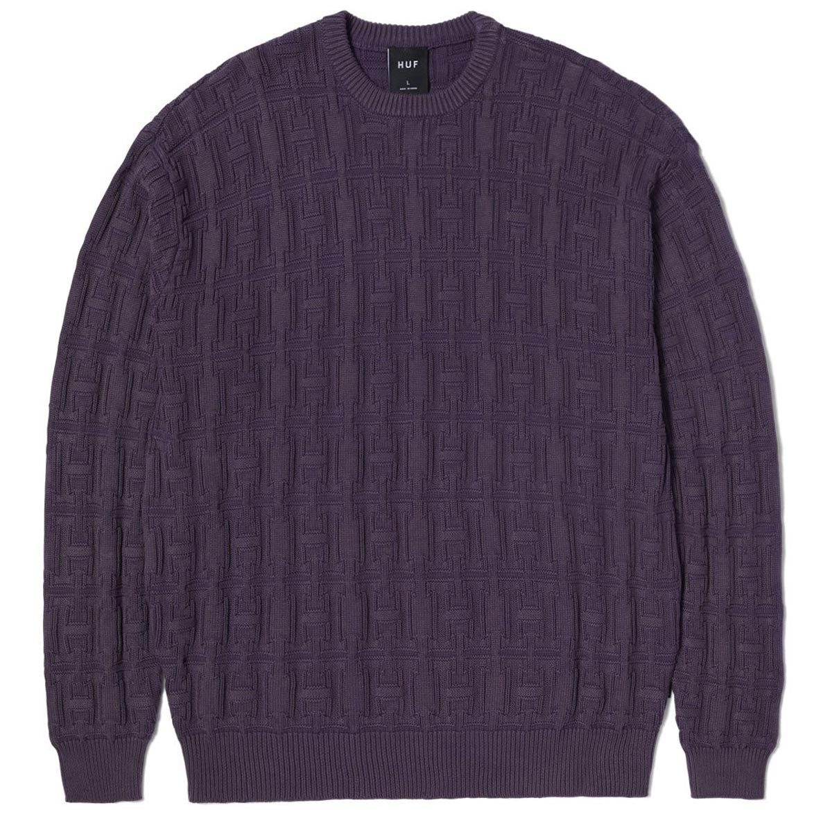 Huf Interlaced Jacquard Overdyed Crew Sweatshirt - Raisin image 2