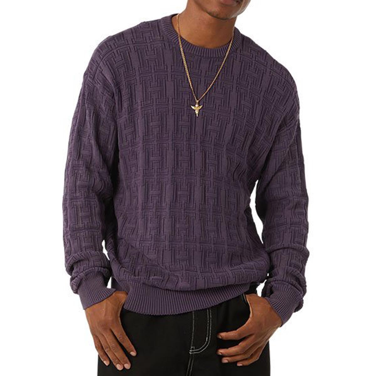 Huf Interlaced Jacquard Overdyed Crew Sweatshirt - Raisin image 5