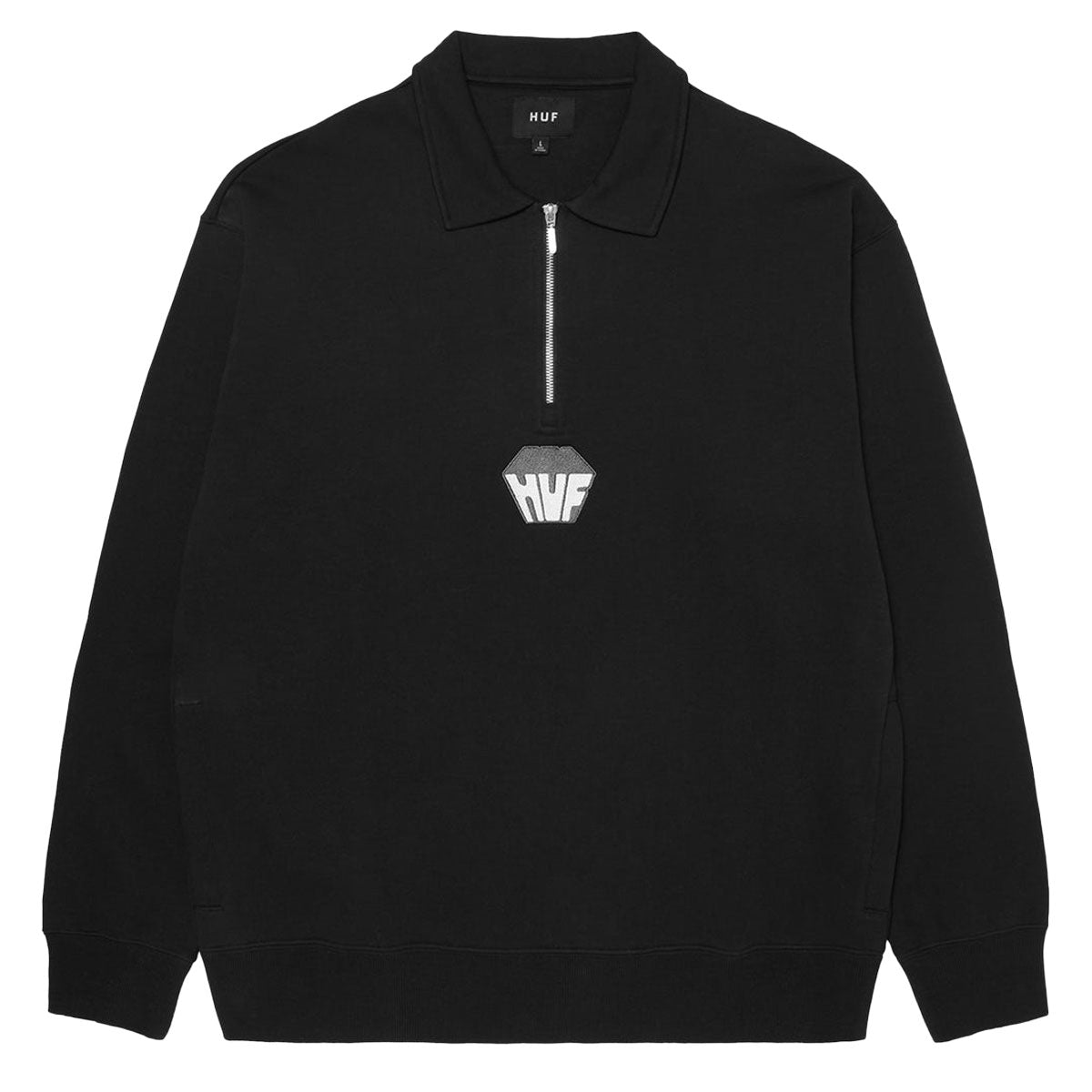 HUF Big Block 1/4 Zip French Terry Sweatshirt - Black image 1