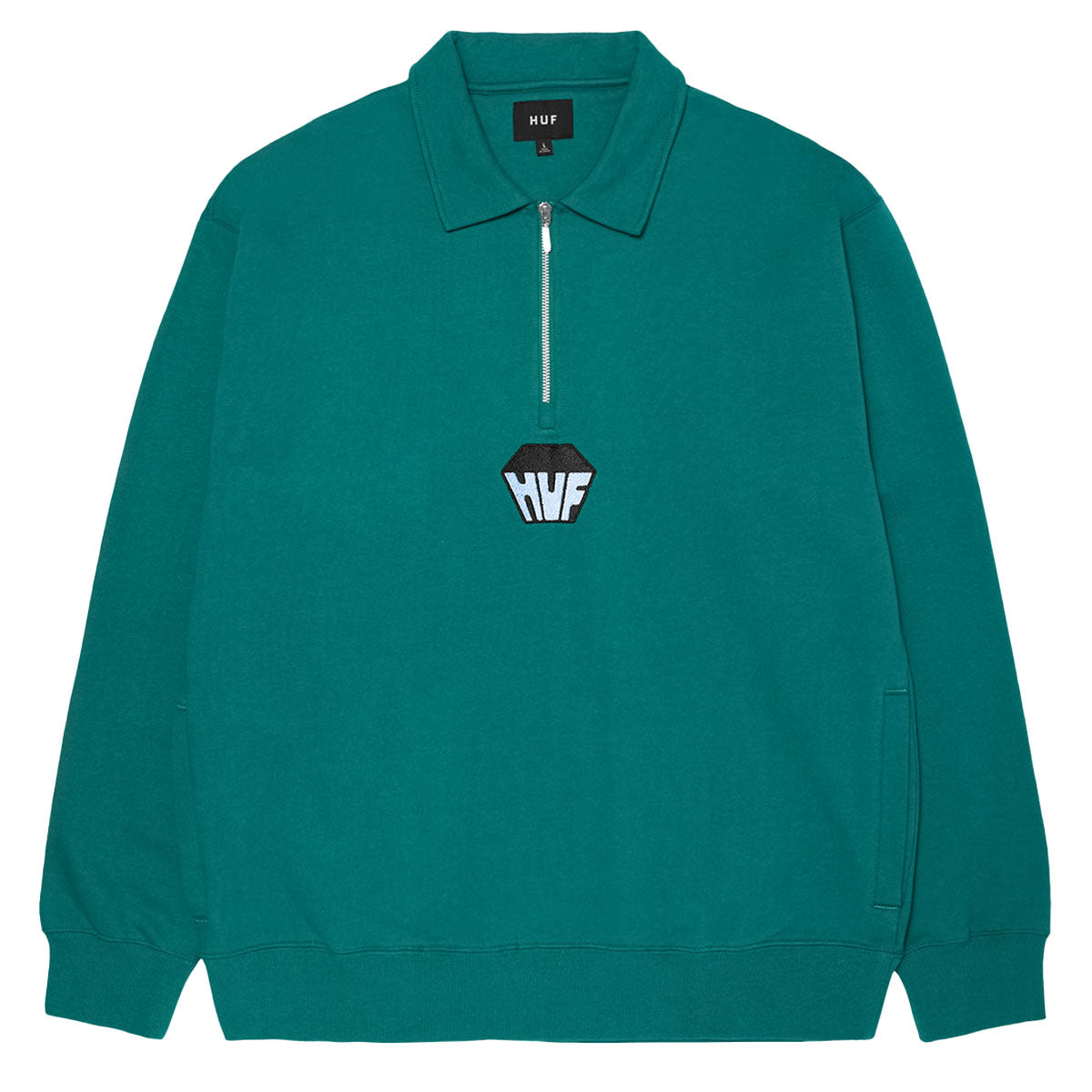 HUF Big Block 1/4 Zip French Terry Sweatshirt - Sea Green image 1