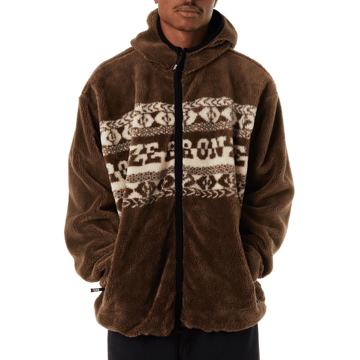 Huf x Bronze 56k High Pile Fleece Hoodie - Brown image 5