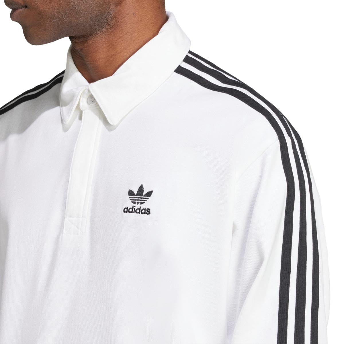 Adidas Adicolor Long Sleeve Rugby Polo Shirt - White image 3