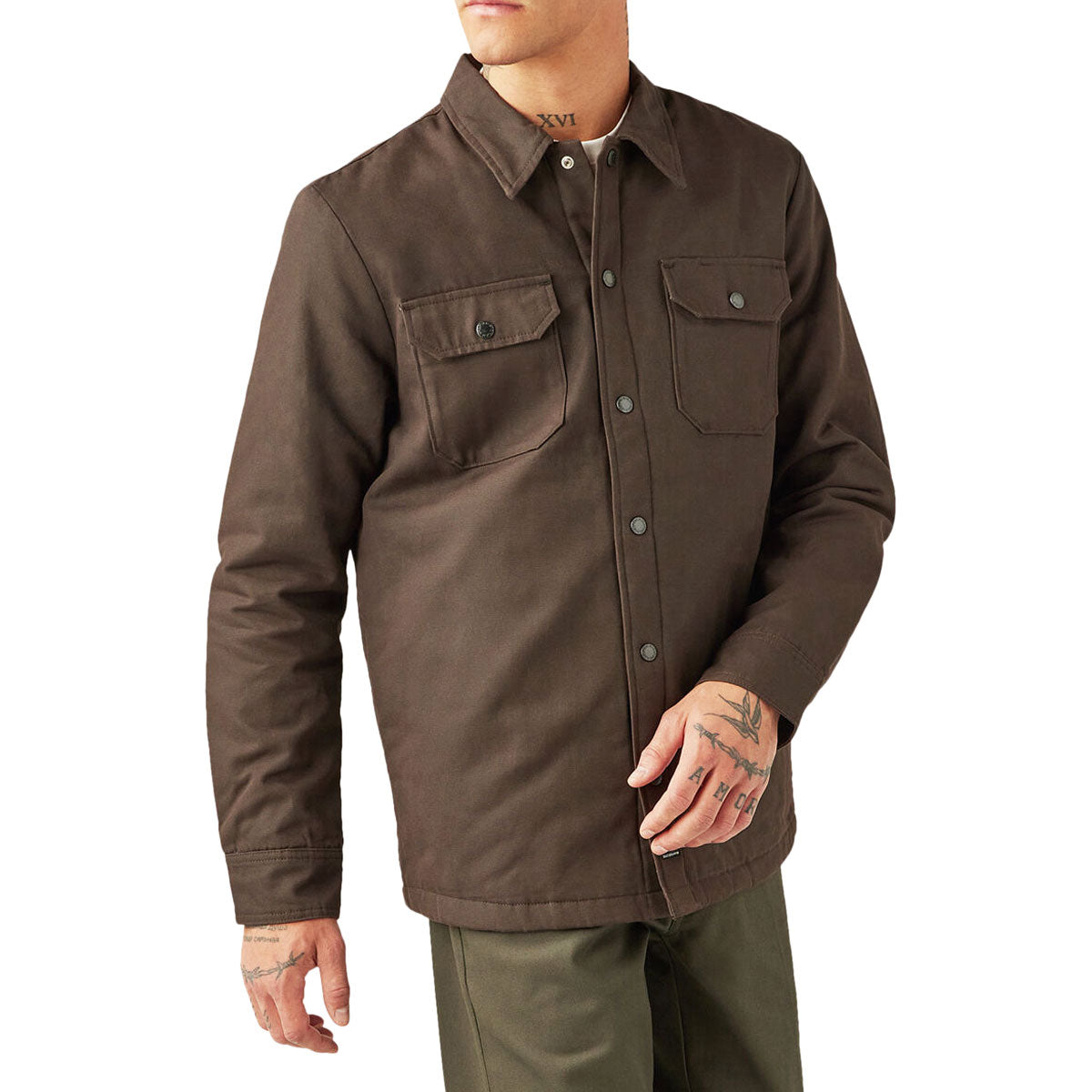 Dickies Lined Duck Snap Heavyweight Shirt Jacket - Dark Brown image 3