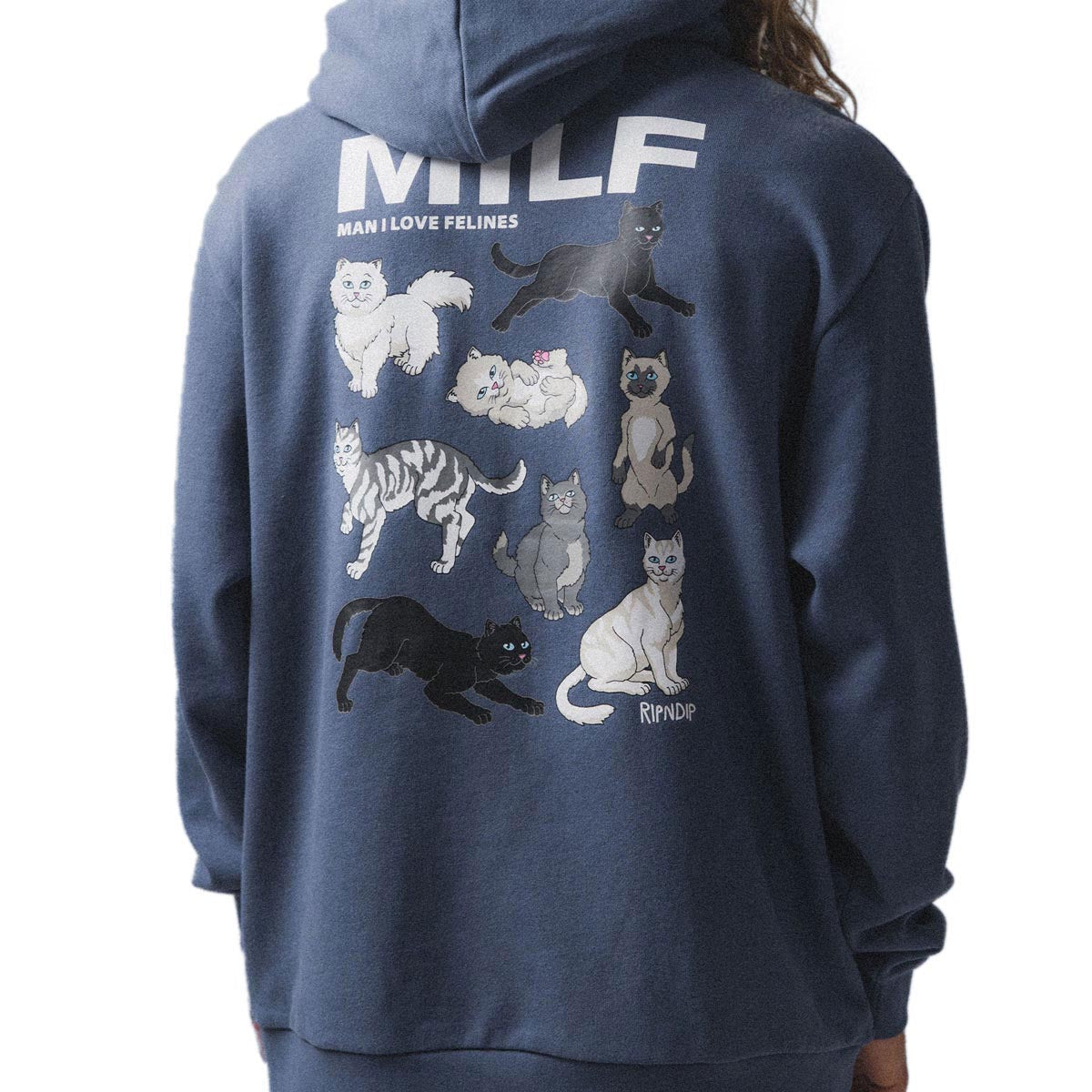 RIPNDIP Man I Love Felines Hoodie - Storm Blue image 3