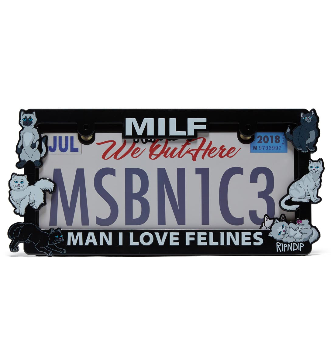 RIPNDIP Man I Love Felines License Plate Holder - Black image 1