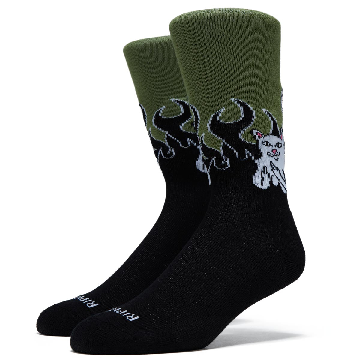 RIPNDIP Welcome To Heck Socks - Black/Light Forest image 1