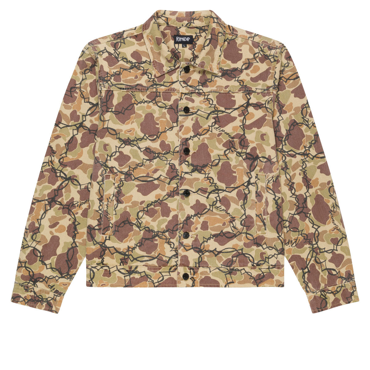 RIPNDIP Wired Button Up Jacket - Tan Camo image 1