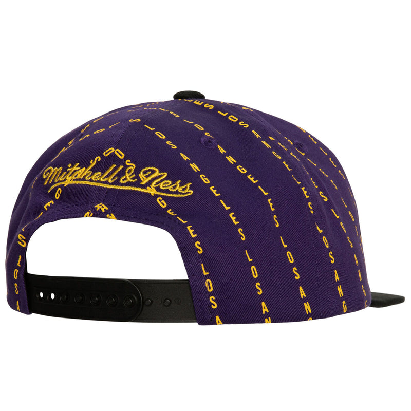 Los Angeles Lakers Mitchell & Ness Paintbrush Snapback Hat Yellow/Purple/White Basketball Cap