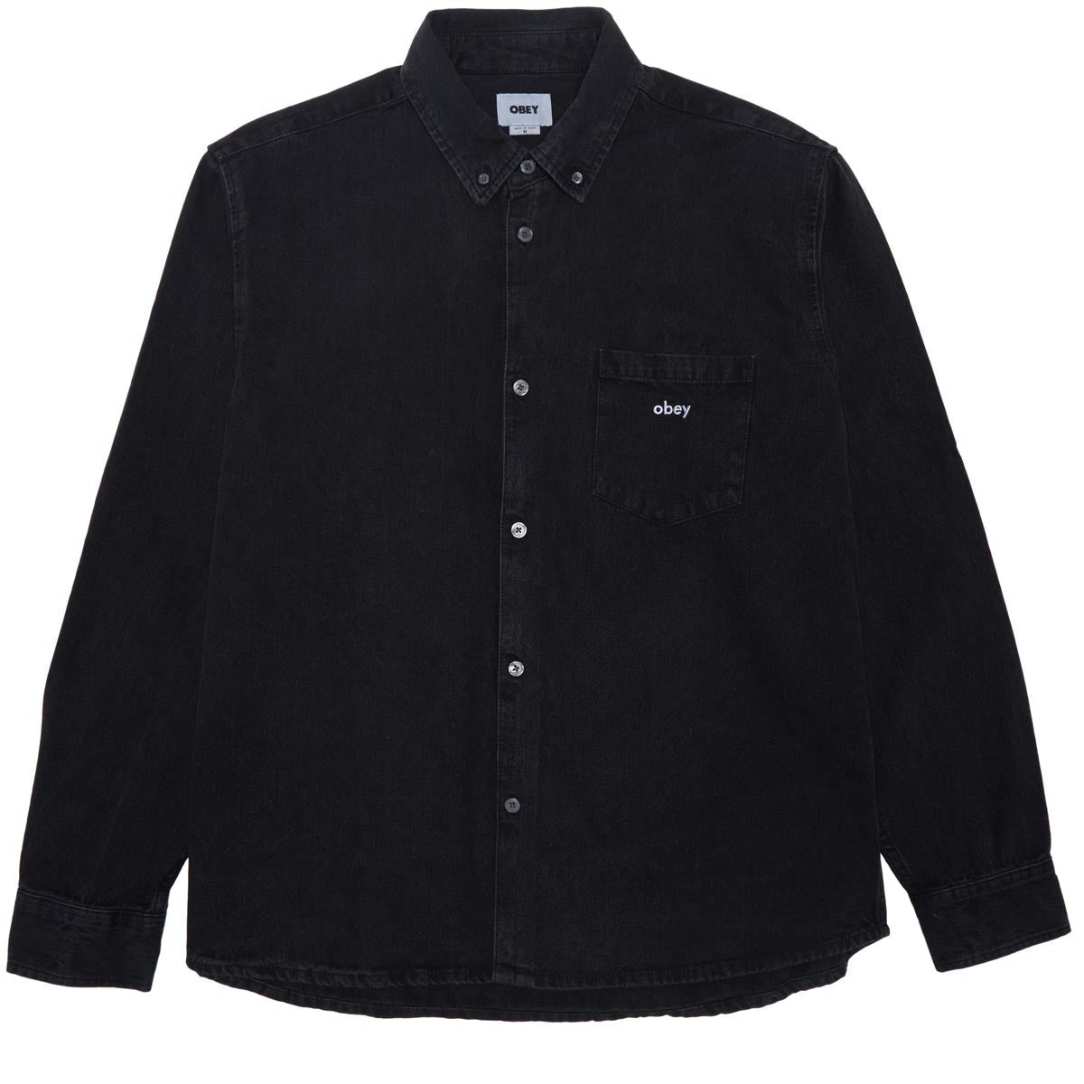 Obey Logan Denim Woven Long Sleeve Shirt - Faded Black image 1