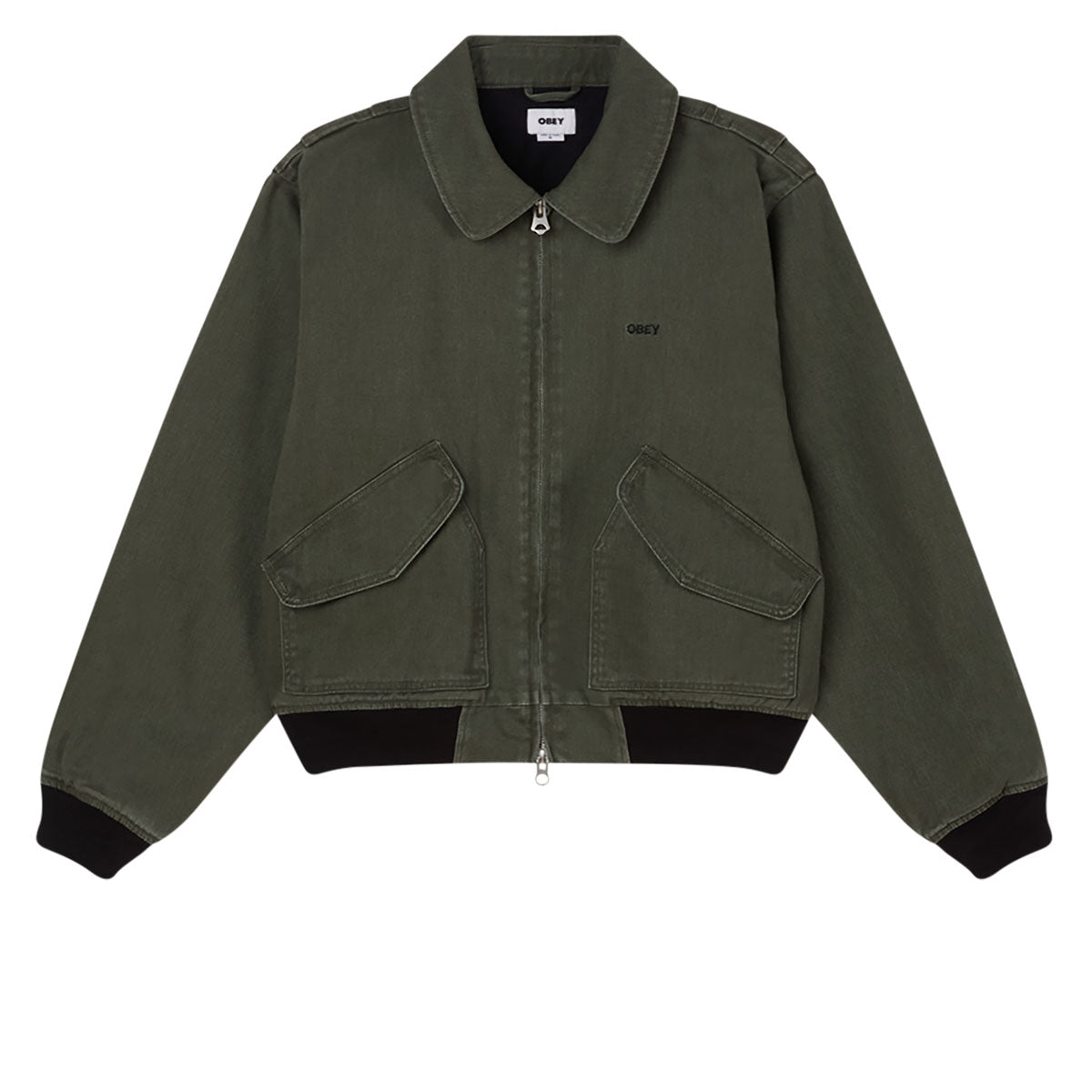 Obey Denim Cwu-45p Jacket - Kombu Green Faded Wash image 1