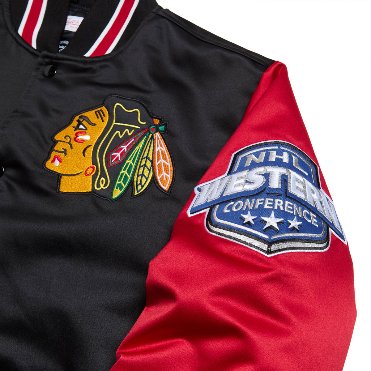 Mitchell & Ness x NHL Primetime Blackhawks Satin Jacket - Black image 4