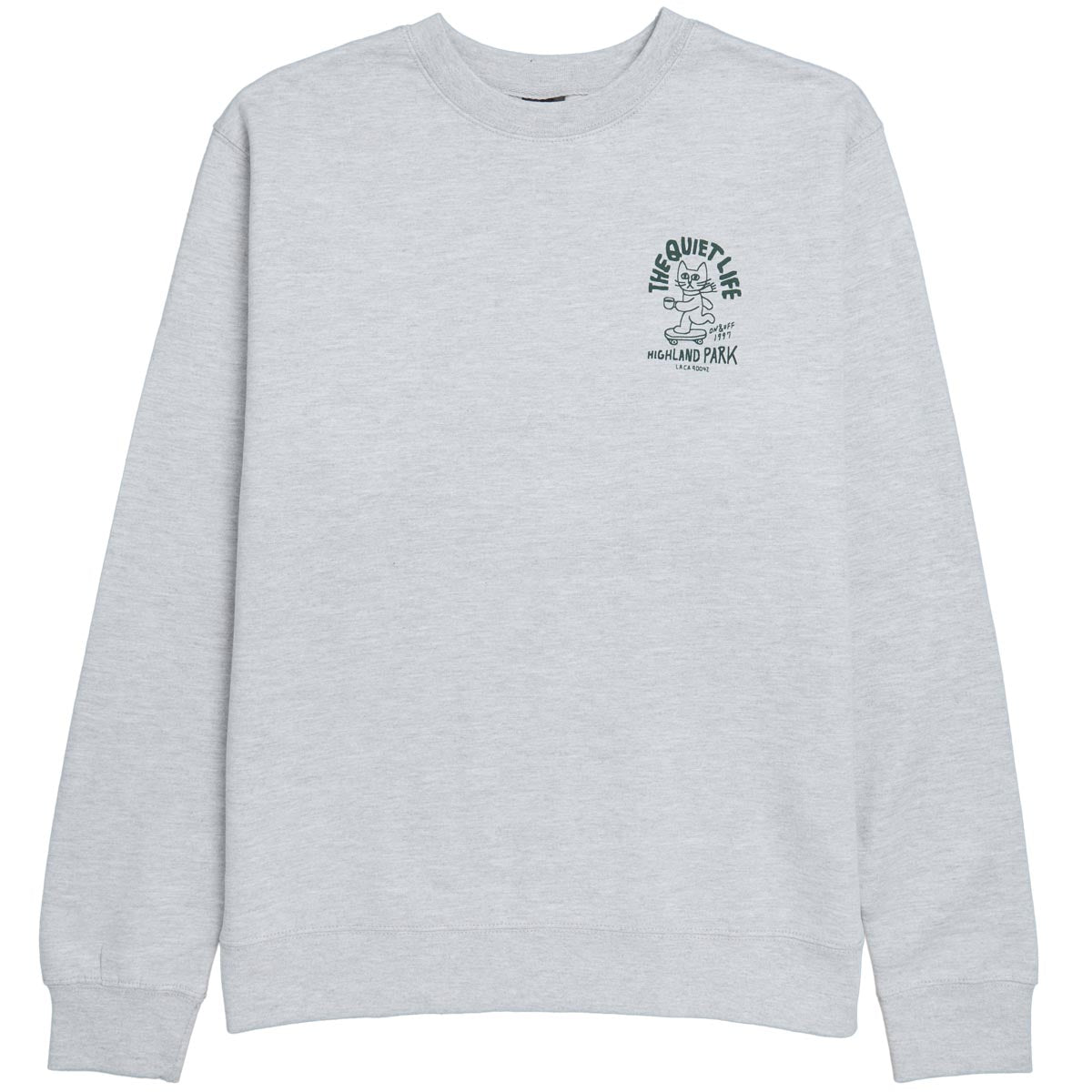 The Quiet Life Skating Cat Shop Crewneck Sweatshirt - Heather Grey image 1