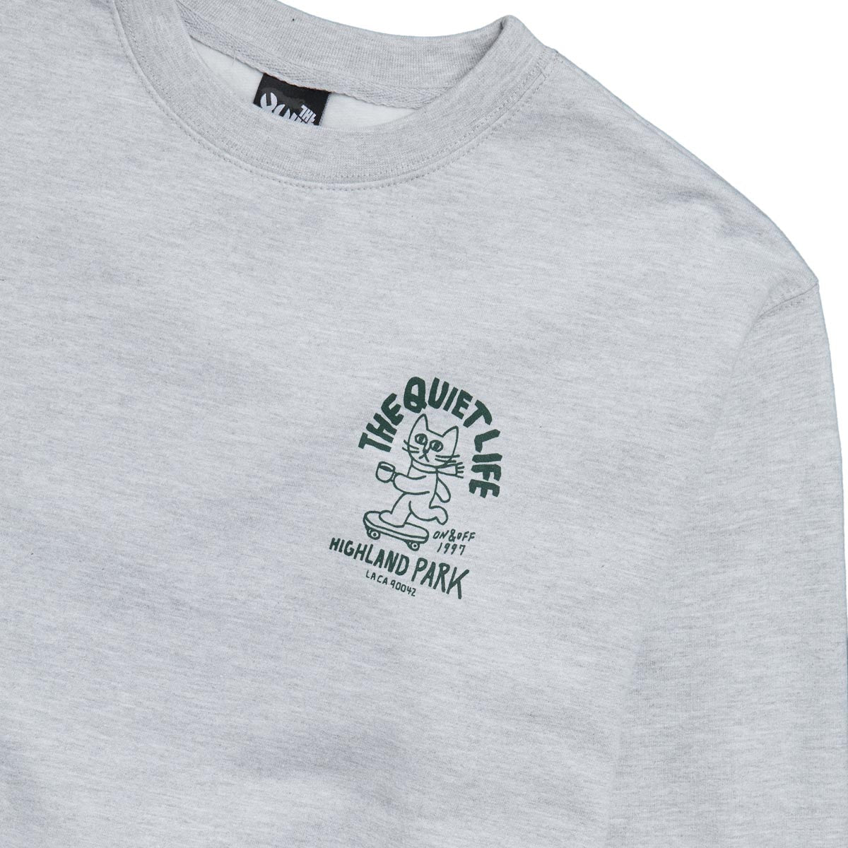 The Quiet Life Skating Cat Shop Crewneck Sweatshirt - Heather Grey image 2