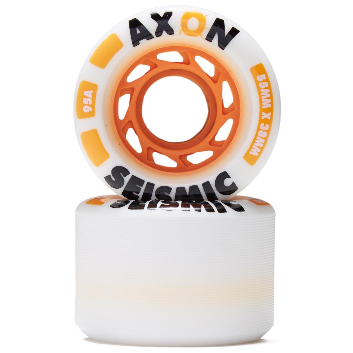 Seismic Axom 95a Longboard Wheels - White/Orange - 55mm image 2