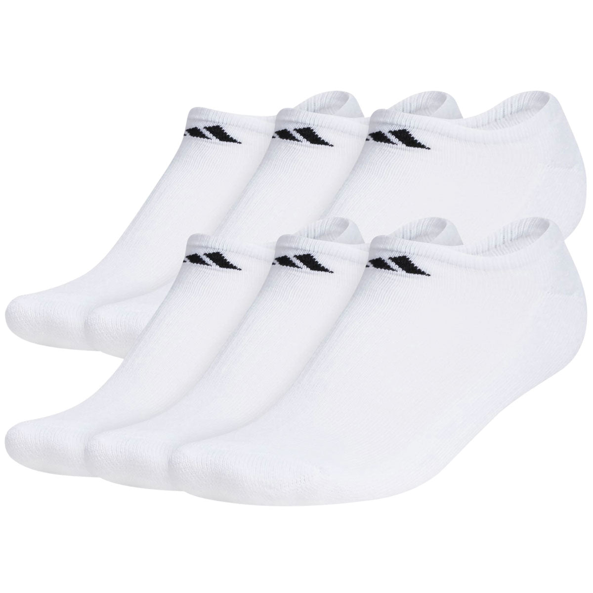 Adidas Athletic Cushioned 6 Pack Of No Show Socks - White/Black image 1